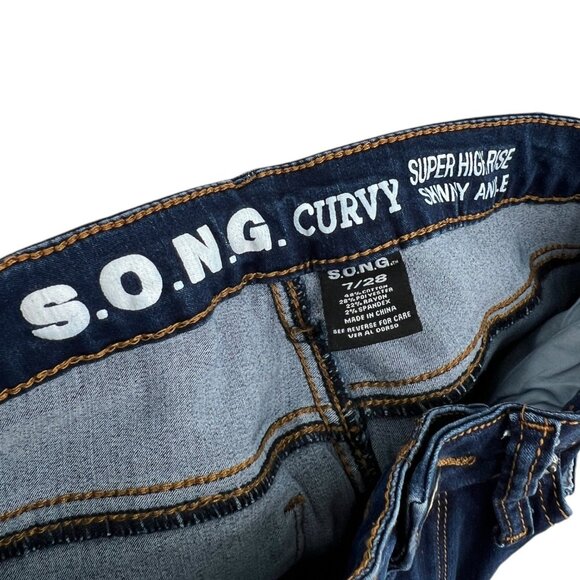 S.O.N.G. Curvy Lined Jeans w/ Distressed Hem| 28 - Picture 6 of 6